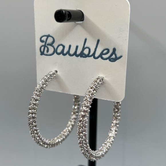 Baubles Encrusted Austrian Crystal Silver Hoop Earrings $12 EA or Bundle 3/$20 - Picture 8 of 8